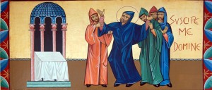 Benito recibe el auxilio espiritual ante la muerte(HH Benectinas de la Natividad –La Piovera de Canillejas. Madrid)