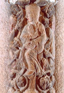 María, detalle del Parteluz Pórtico de la Gloria, siglo XII Catedral románica de Santiago de Compostela
